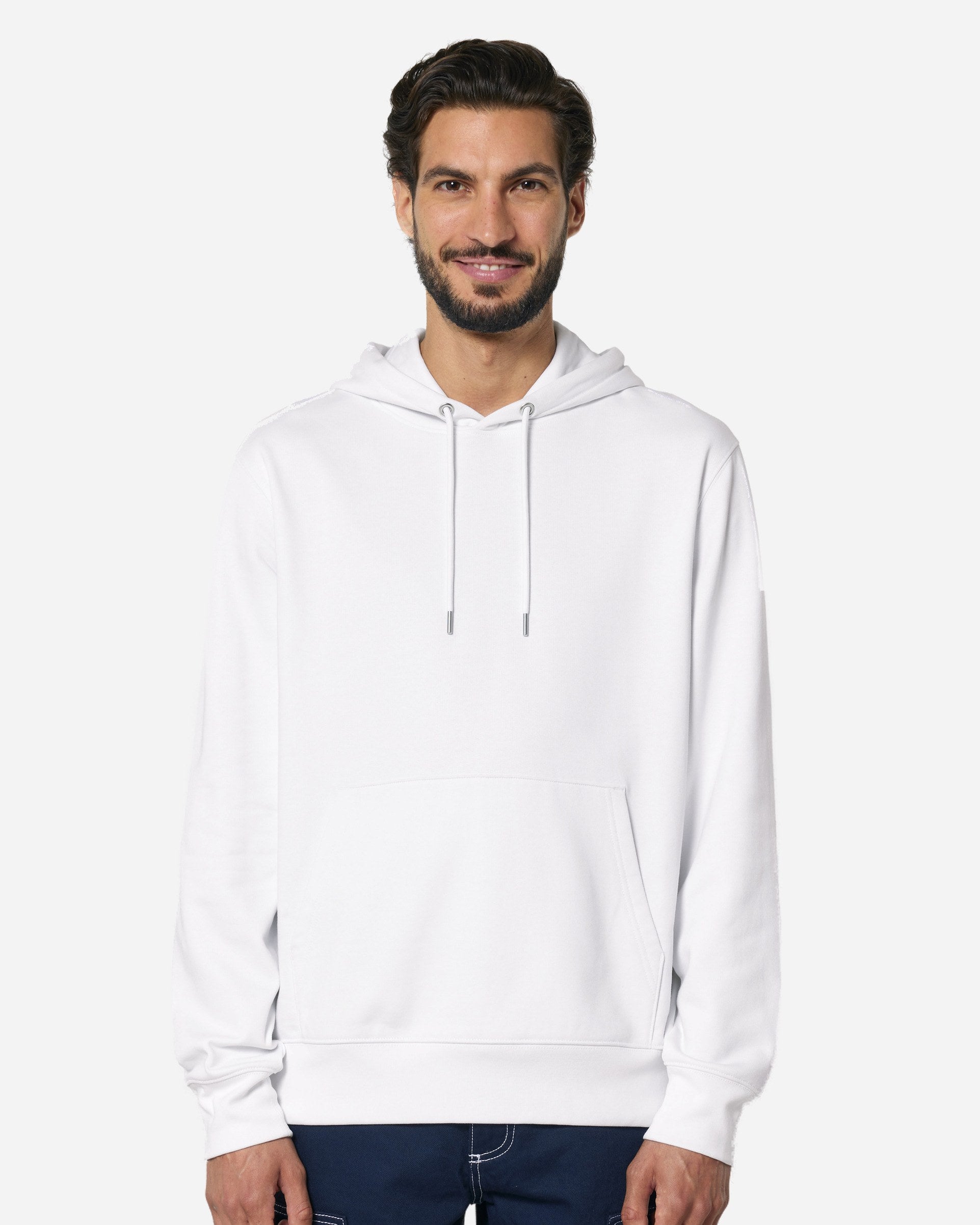 Sweat à capuche unisexe Cruiser 2.0 porté, coloris White