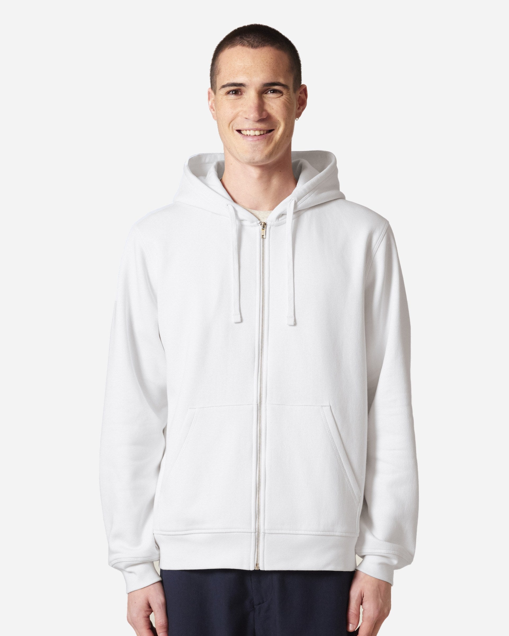 Sweat à capuche zippé unisexe Mixer porté, coloris White