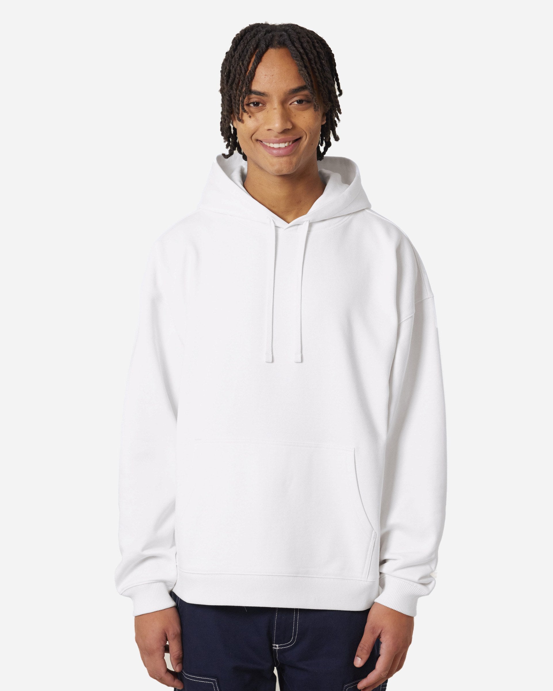 Sweat à capuche unisexe Slammer 2.0 porté, coloris White