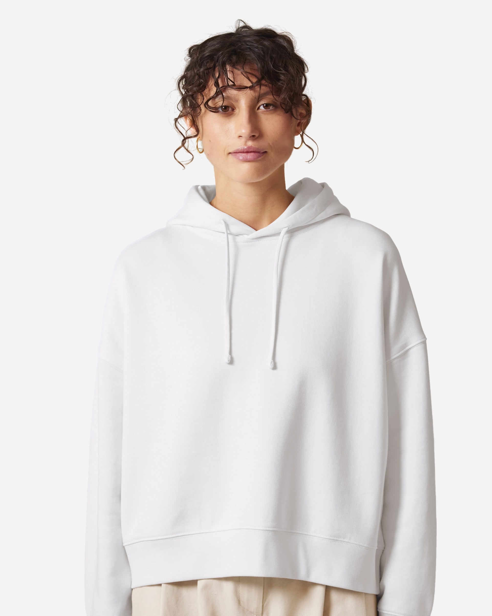 Sweat à capuche femme Stella Nora porté, coloris White