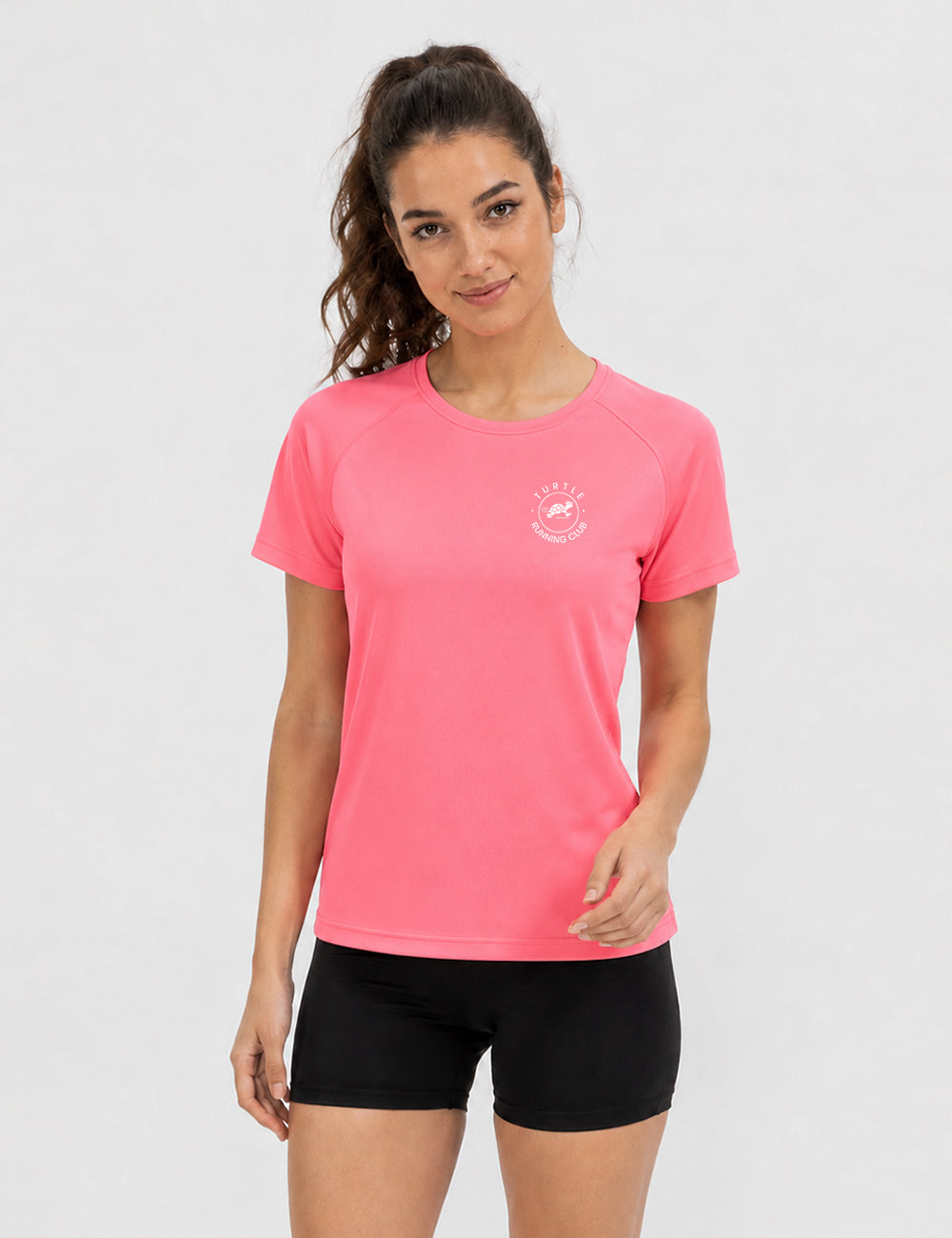 T-shirt femme - Rose néon logo blanc