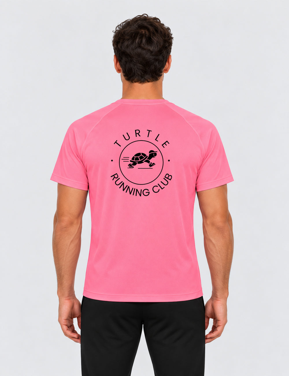 T-shirt homme - Rose néon logo noir - Turtle Running Club