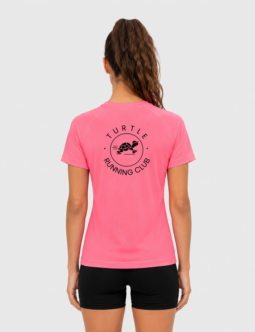 T-shirt femme - Rose néon logo noir