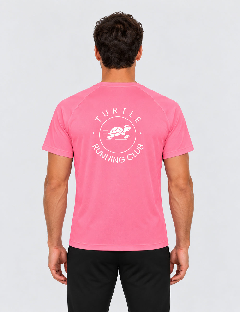 T-shirt homme - Rose néon logo blanc - Turtle Running Club