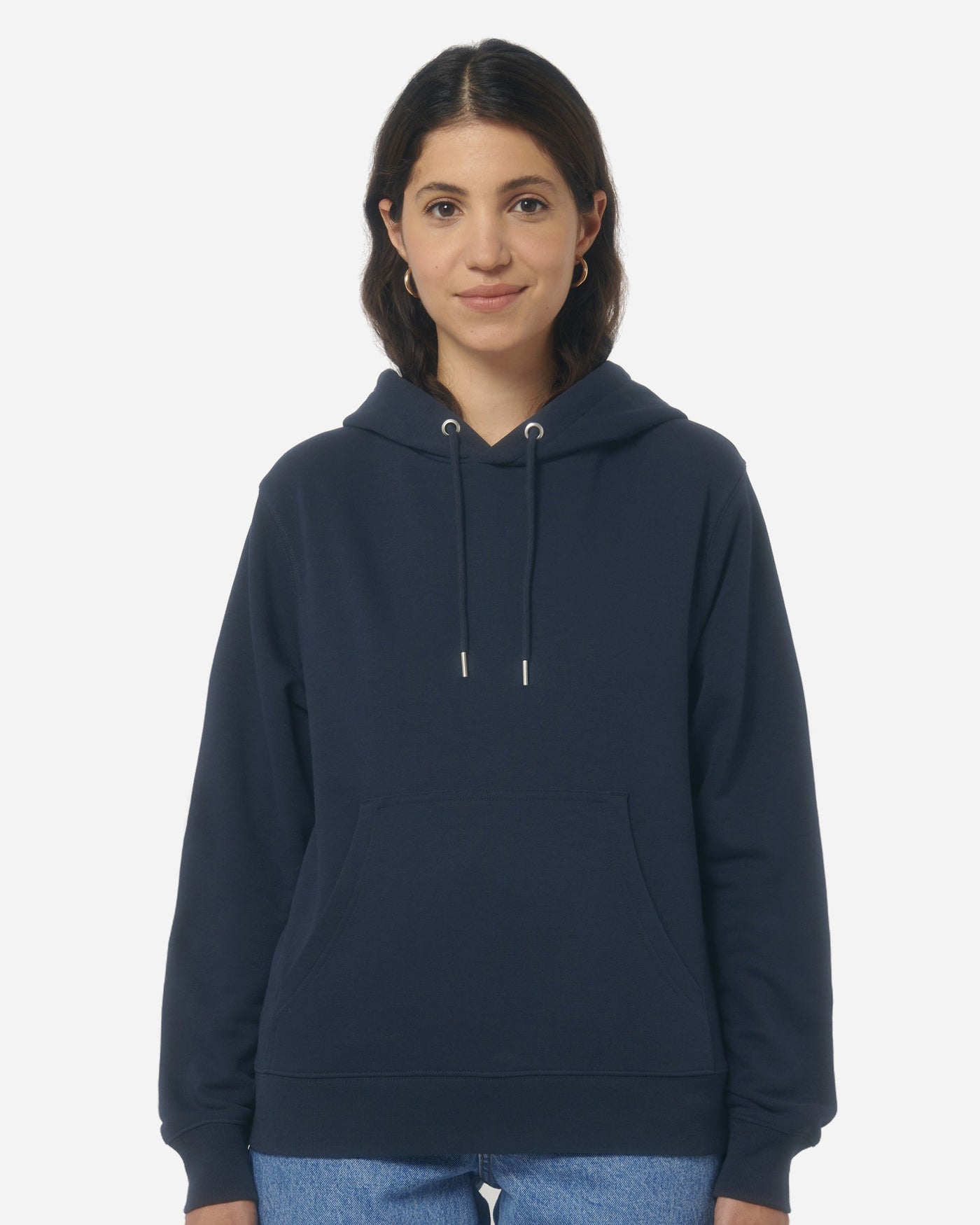 Sweat à capuche unisexe Archer porté, coloris French Navy