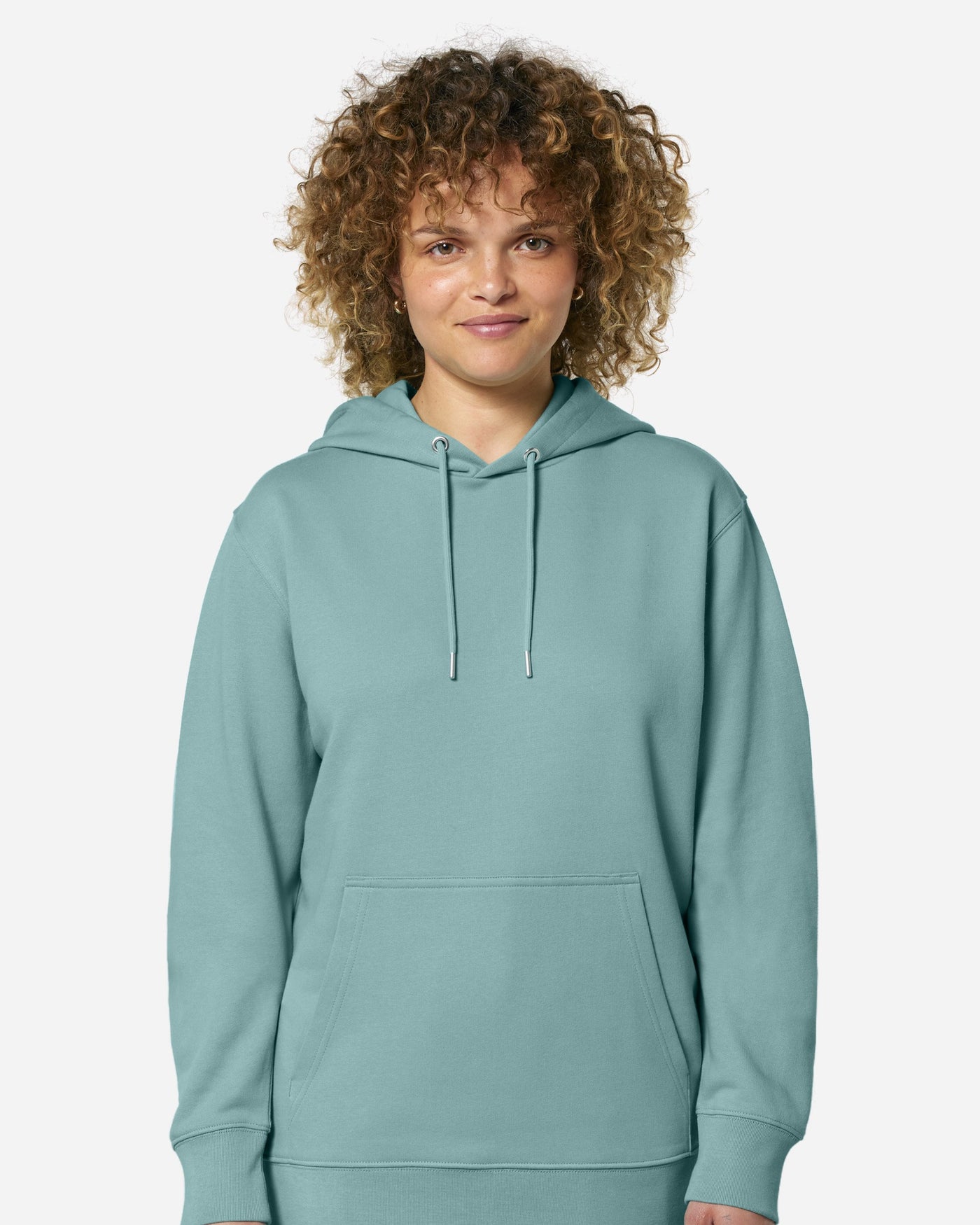 Sweat à capuche unisexe Archer porté, coloris Teal Monstera
