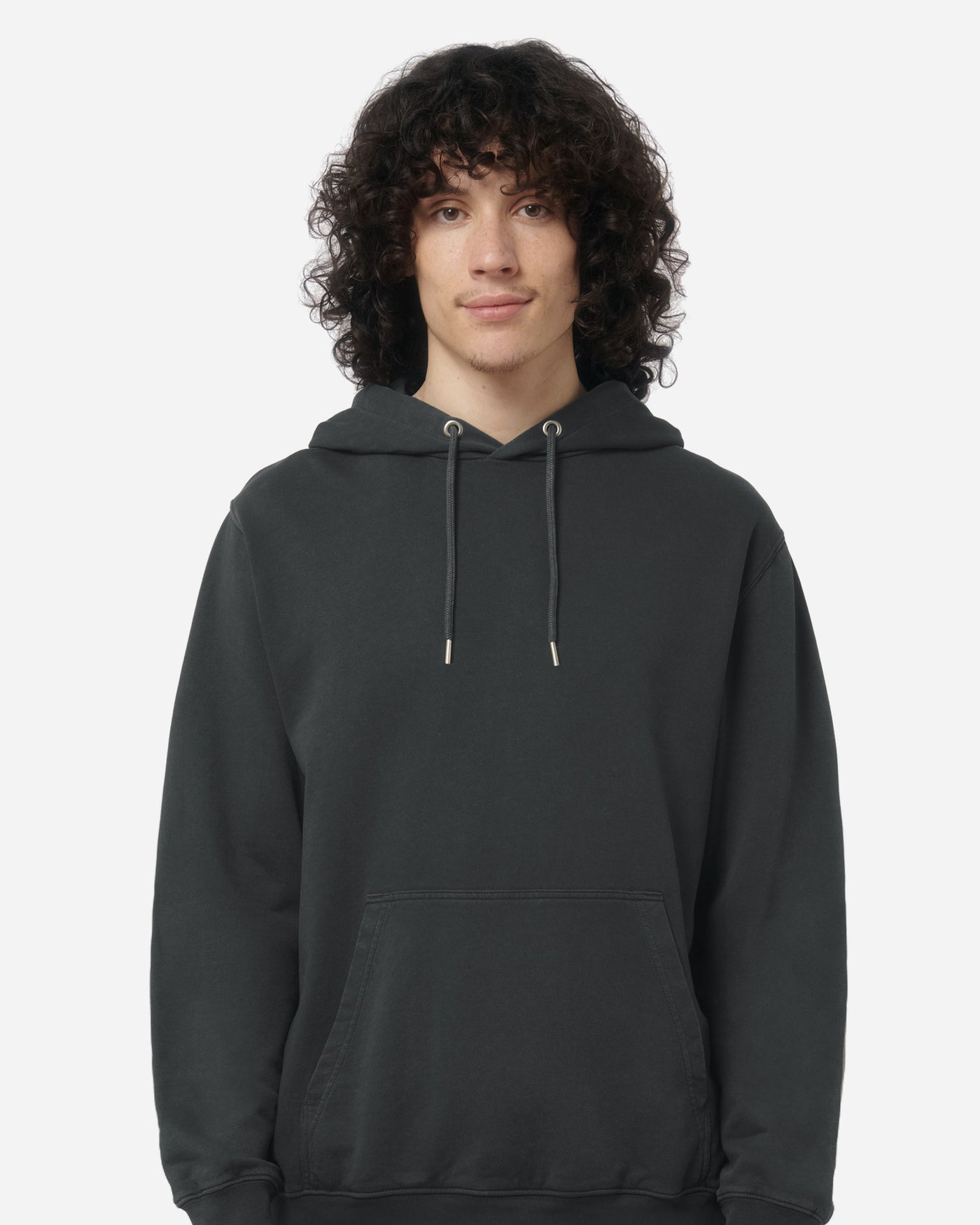 Sweat à capuche unisexe Archer Vintage porté, coloris G. Dyed Black Rock