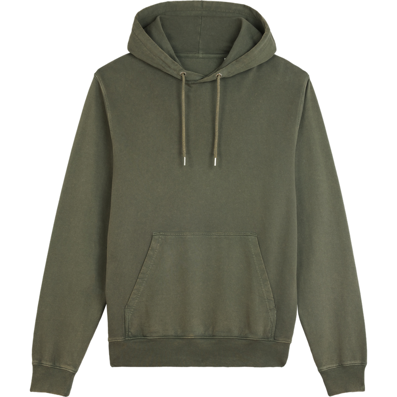 Sweat à capuche unisexe Archer Vintage à plat, coloris G. Dyed Khaki