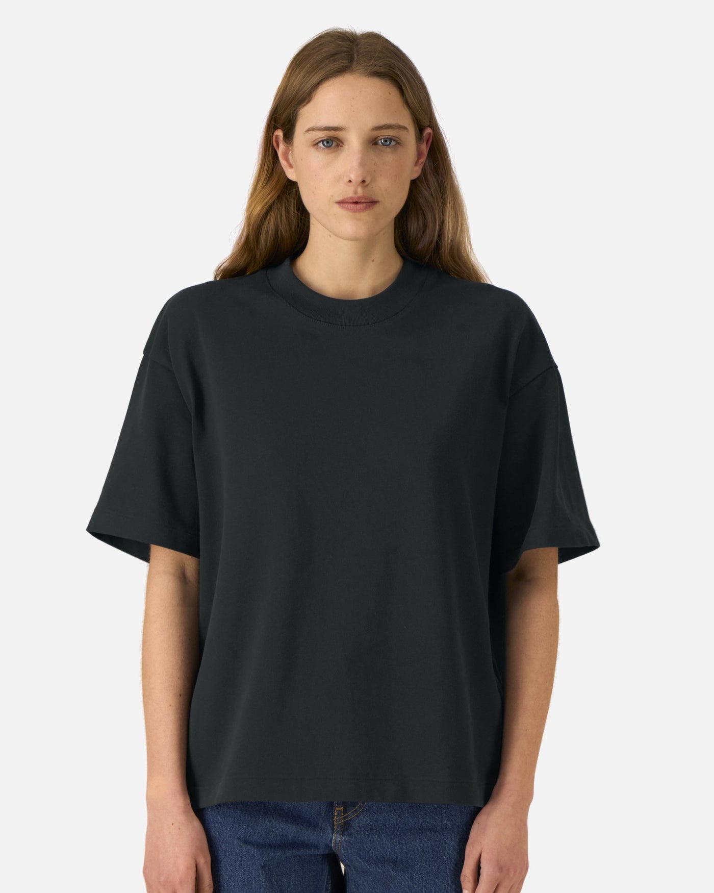 T-shirt unisexe Asher porté, coloris Black