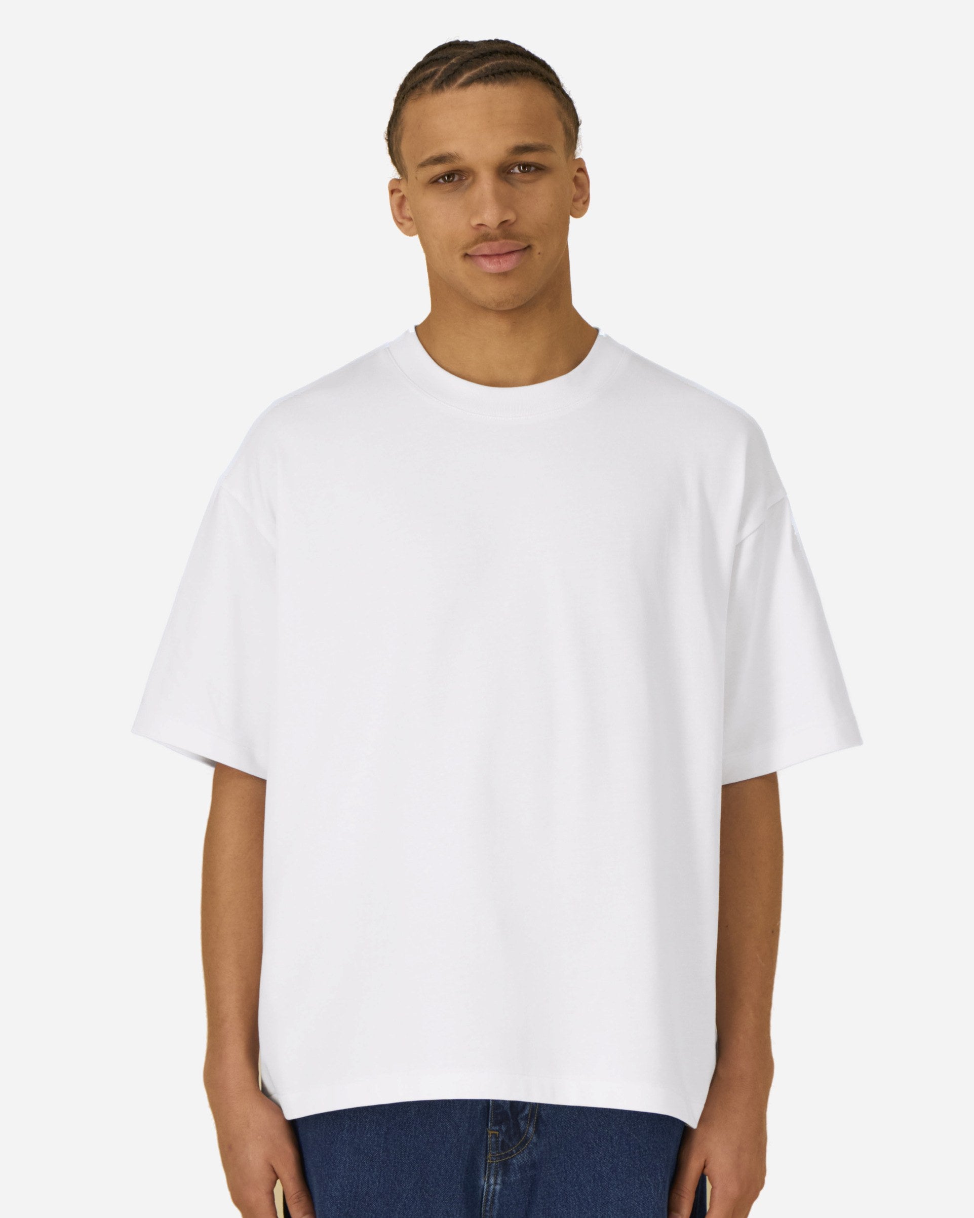 T-shirt unisexe Asher porté, coloris White