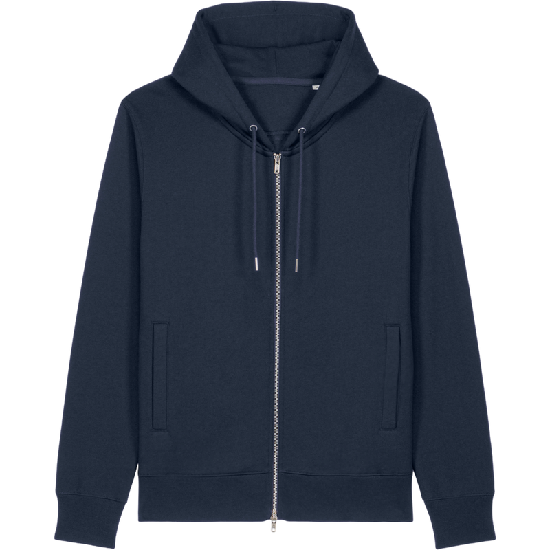 Sweat à capuche zippé unisexe Astor à plat, coloris French Navy