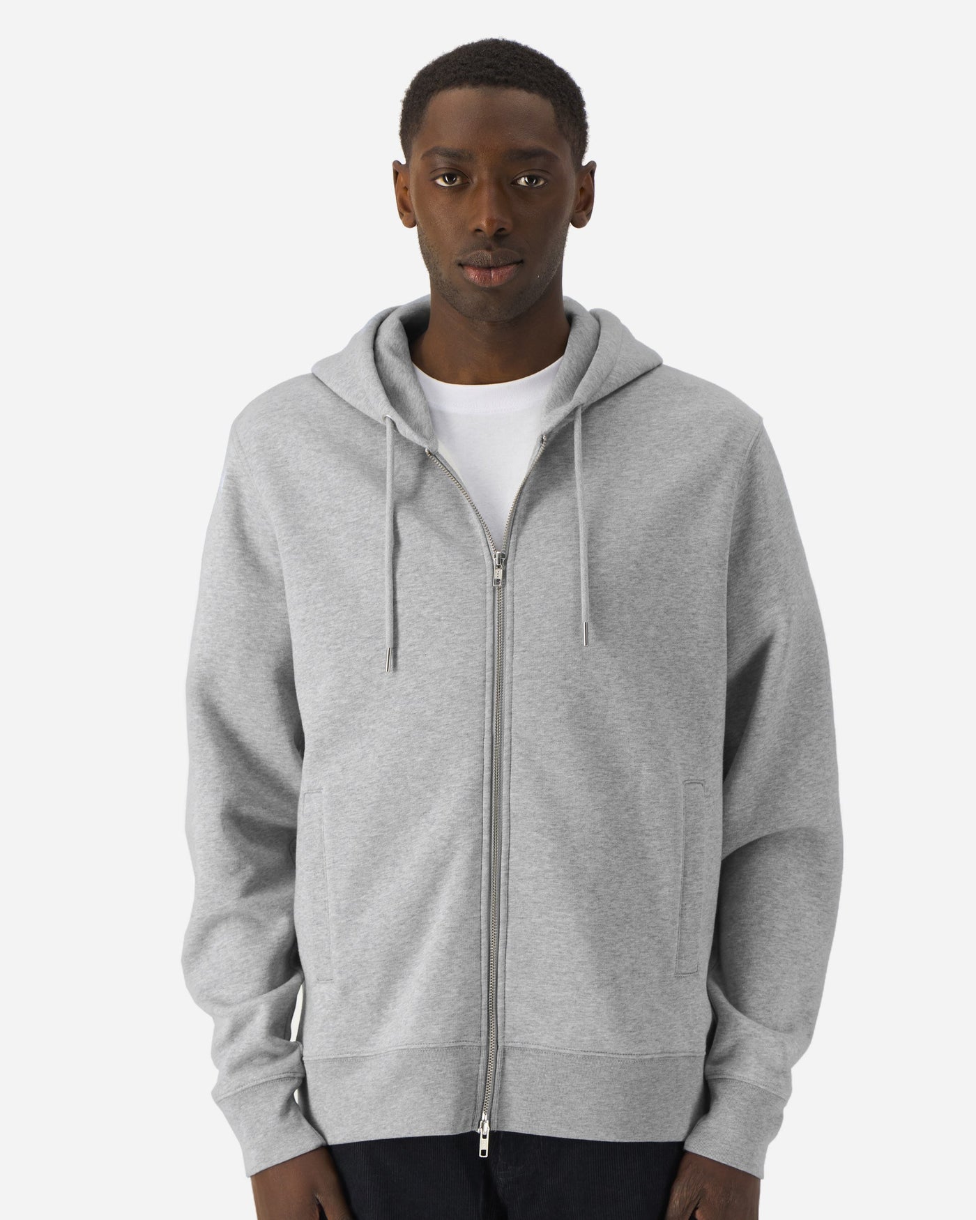 Sweat à capuche zippé unisexe Astor porté, coloris Heather Grey