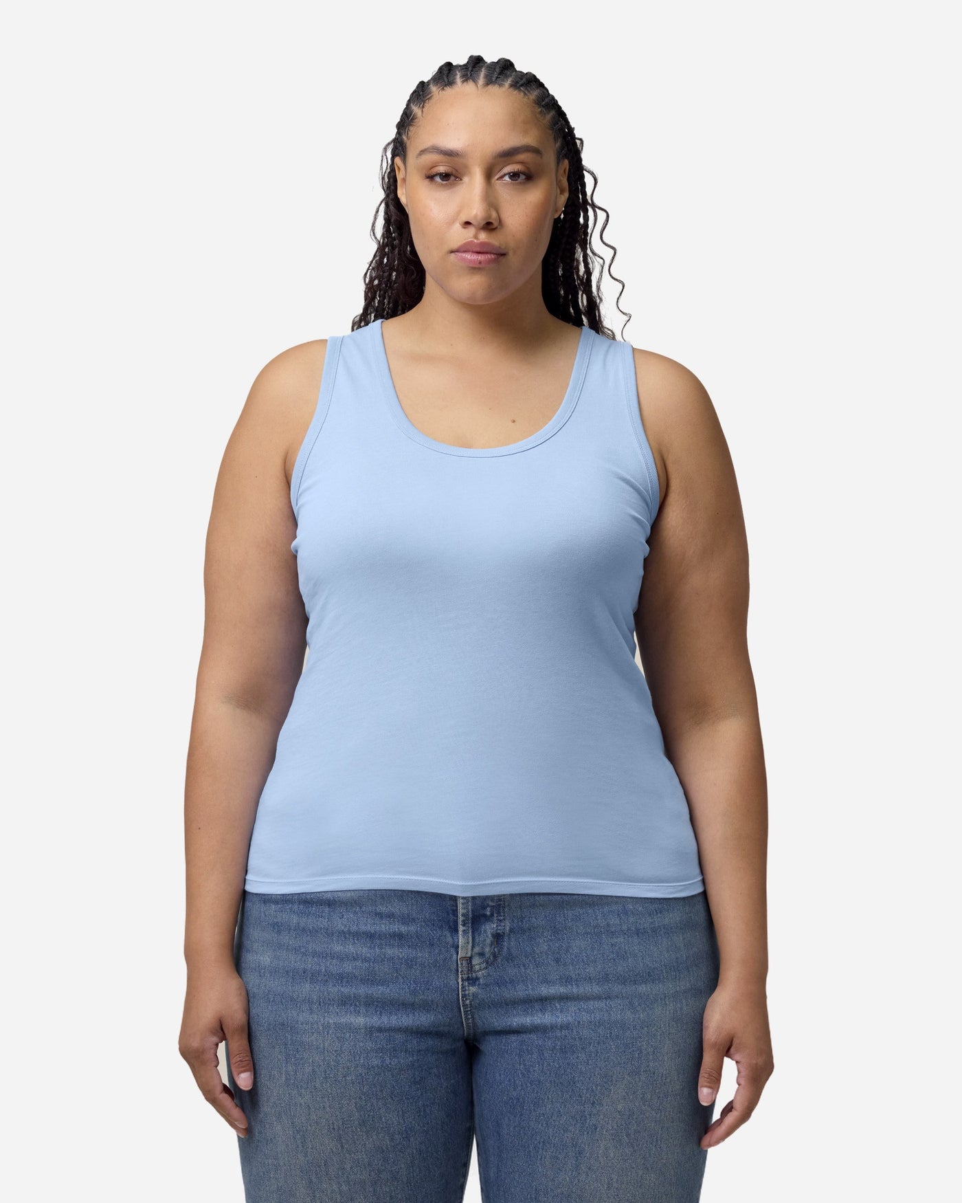 Débardeur femme Stella Ava porté, coloris Blue Soul