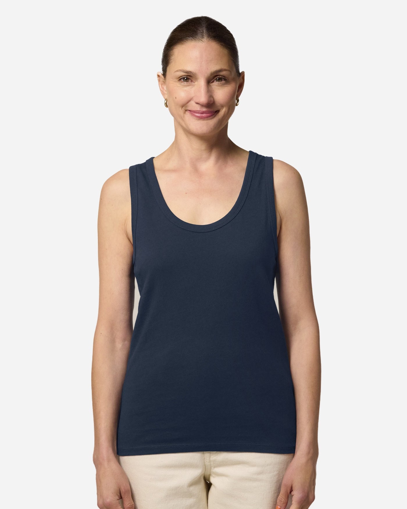 Débardeur femme Stella Ava porté, coloris French Navy