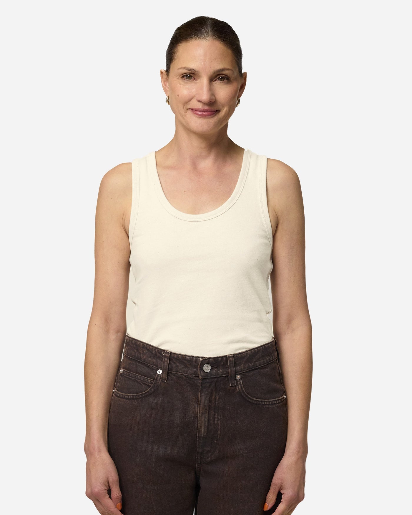 Débardeur femme Stella Ava porté, coloris Natural Raw