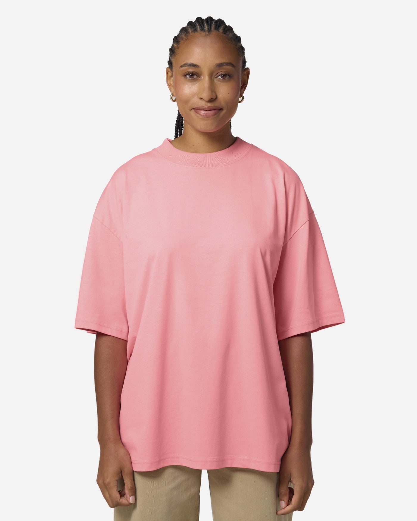 T-shirt unisexe Blaster 2.0 porté, coloris Pink Joy