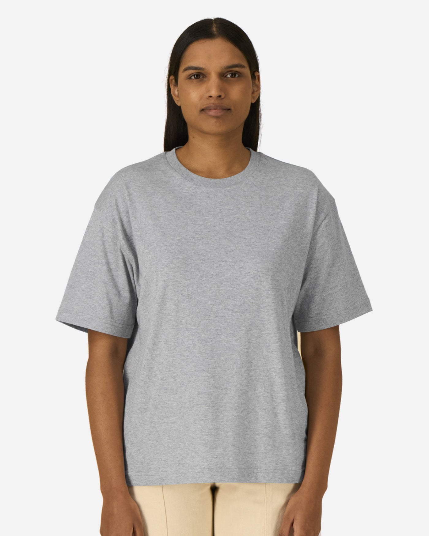 T-shirt unisexe Breezer porté, coloris Heather Grey