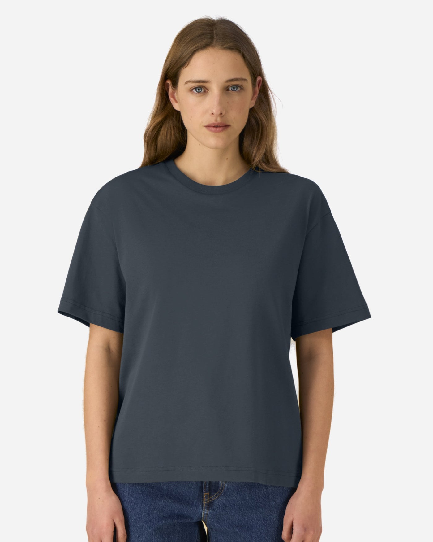 T-shirt unisexe Breezer porté, coloris India Ink Grey