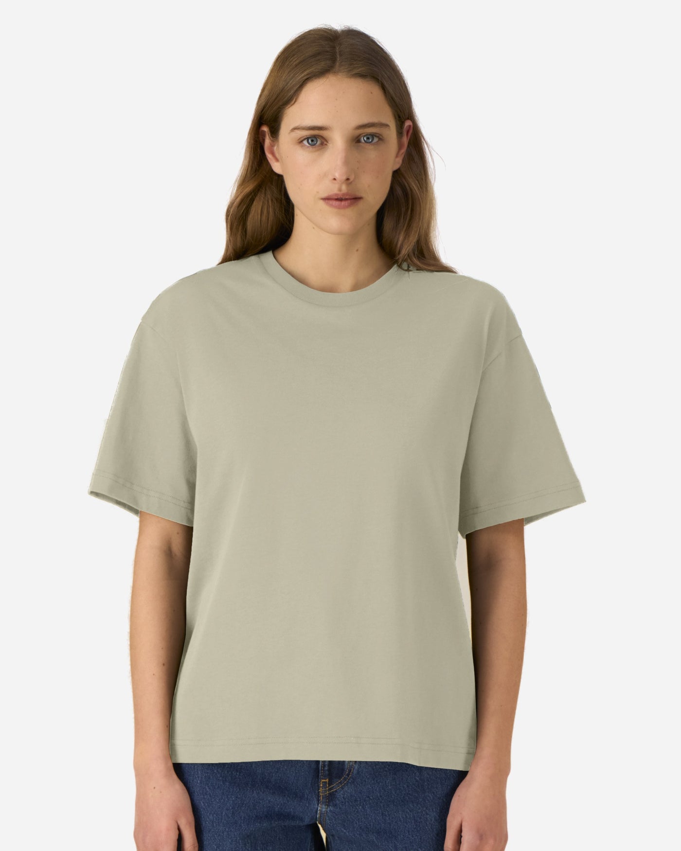 T-shirt unisexe Breezer porté, coloris Stone