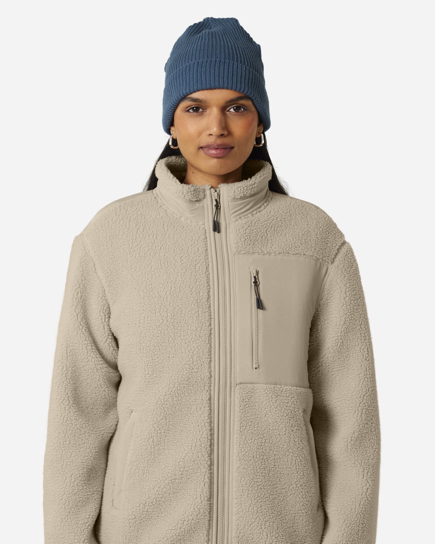 Veste sherpa unisexe Brooker porté, coloris Desert Dust