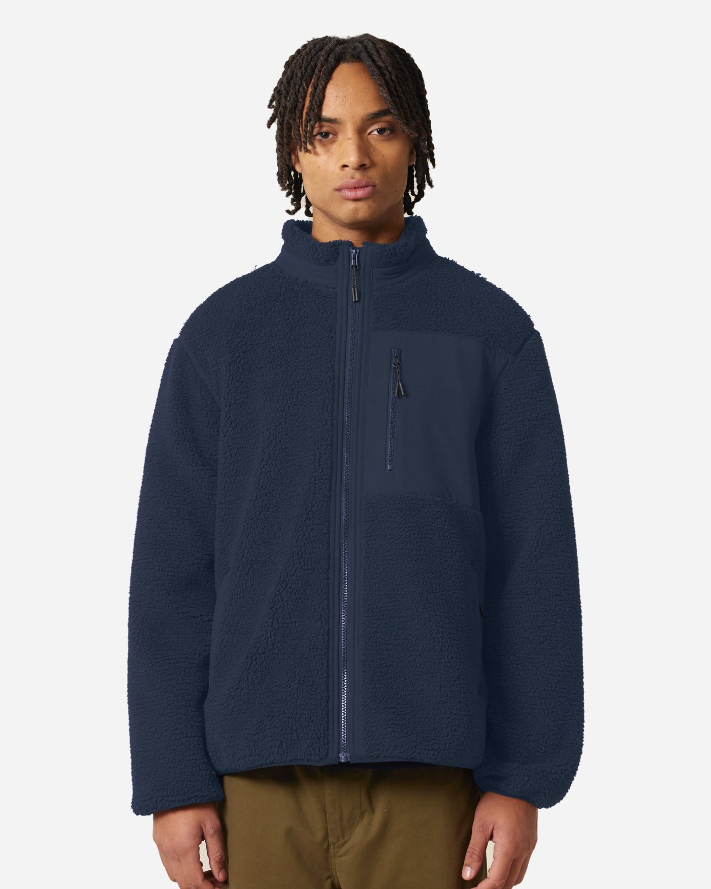 Veste sherpa unisexe Brooker porté, coloris French Navy