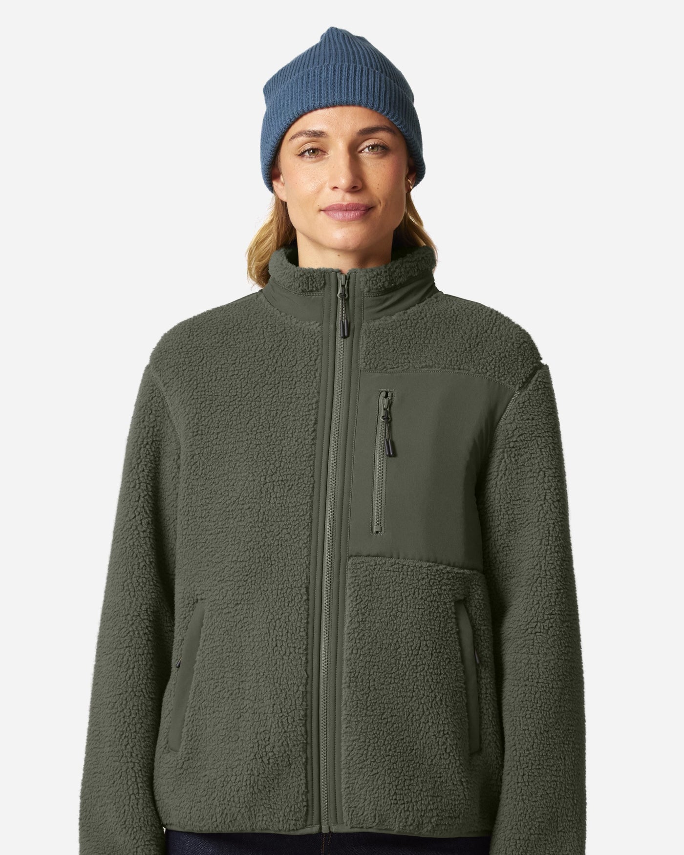 Veste sherpa unisexe Brooker porté, coloris Khaki