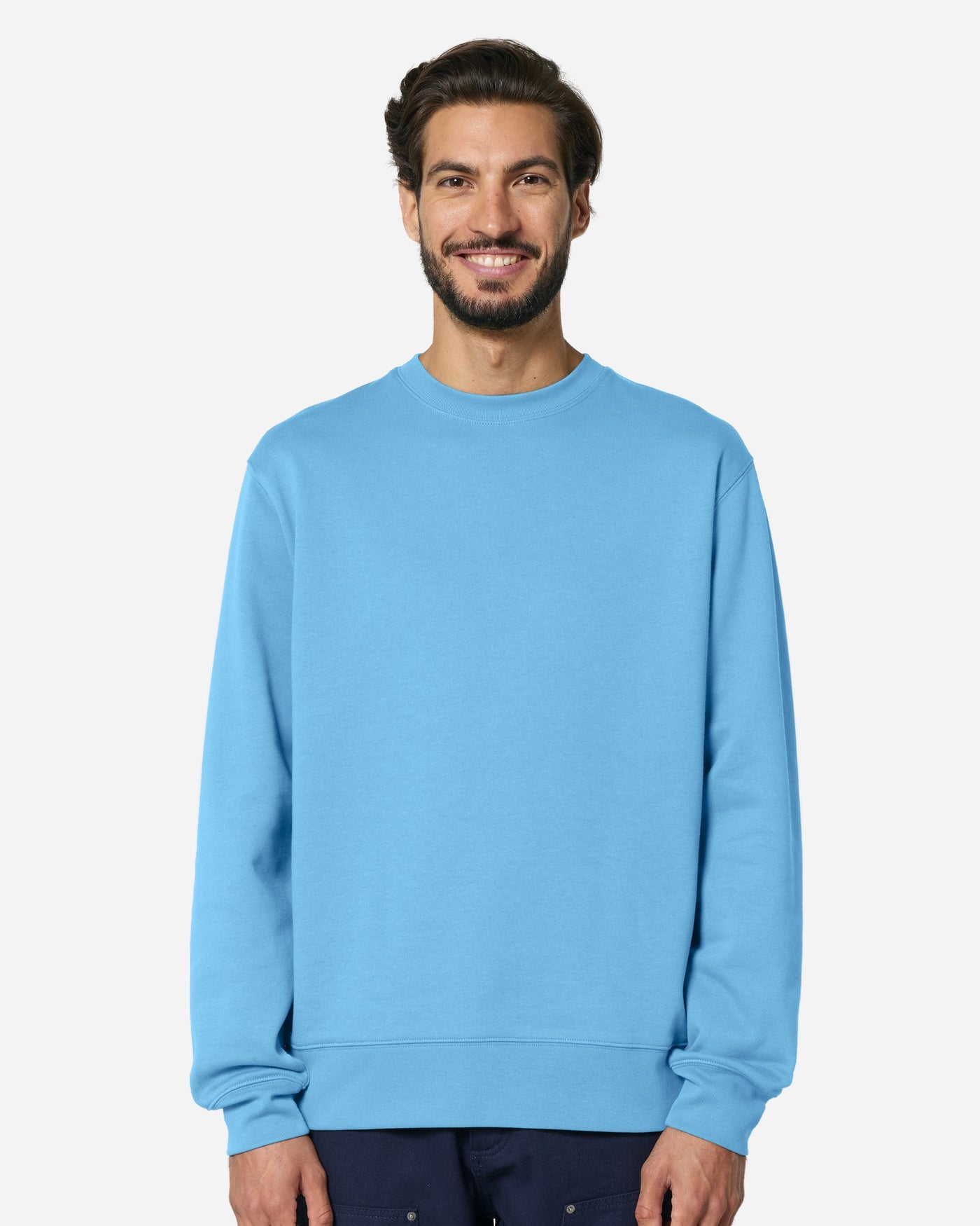 Sweat unisexe Changer 2.0 Couleurs porté, coloris Aqua Blue