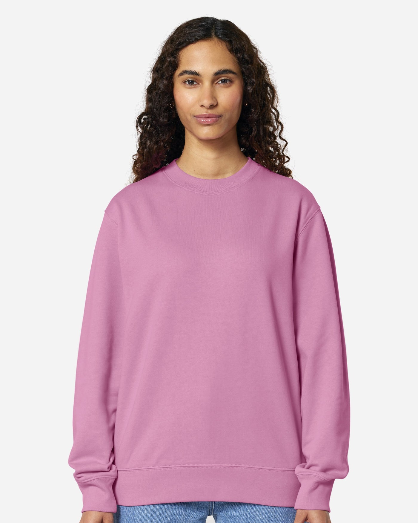 Sweat unisexe Changer 2.0 Couleurs porté, coloris Bubble Pink