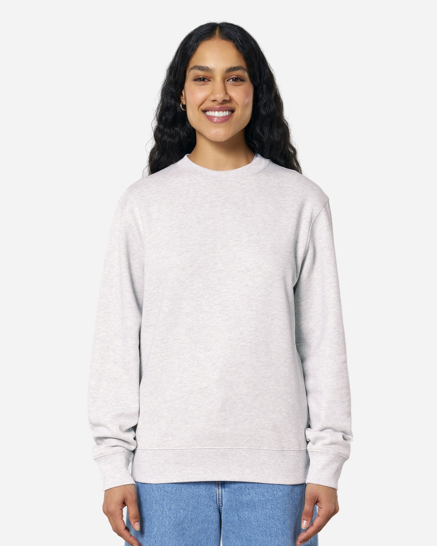 Sweat unisexe Changer 2.0 porté, coloris Cool Heather Grey