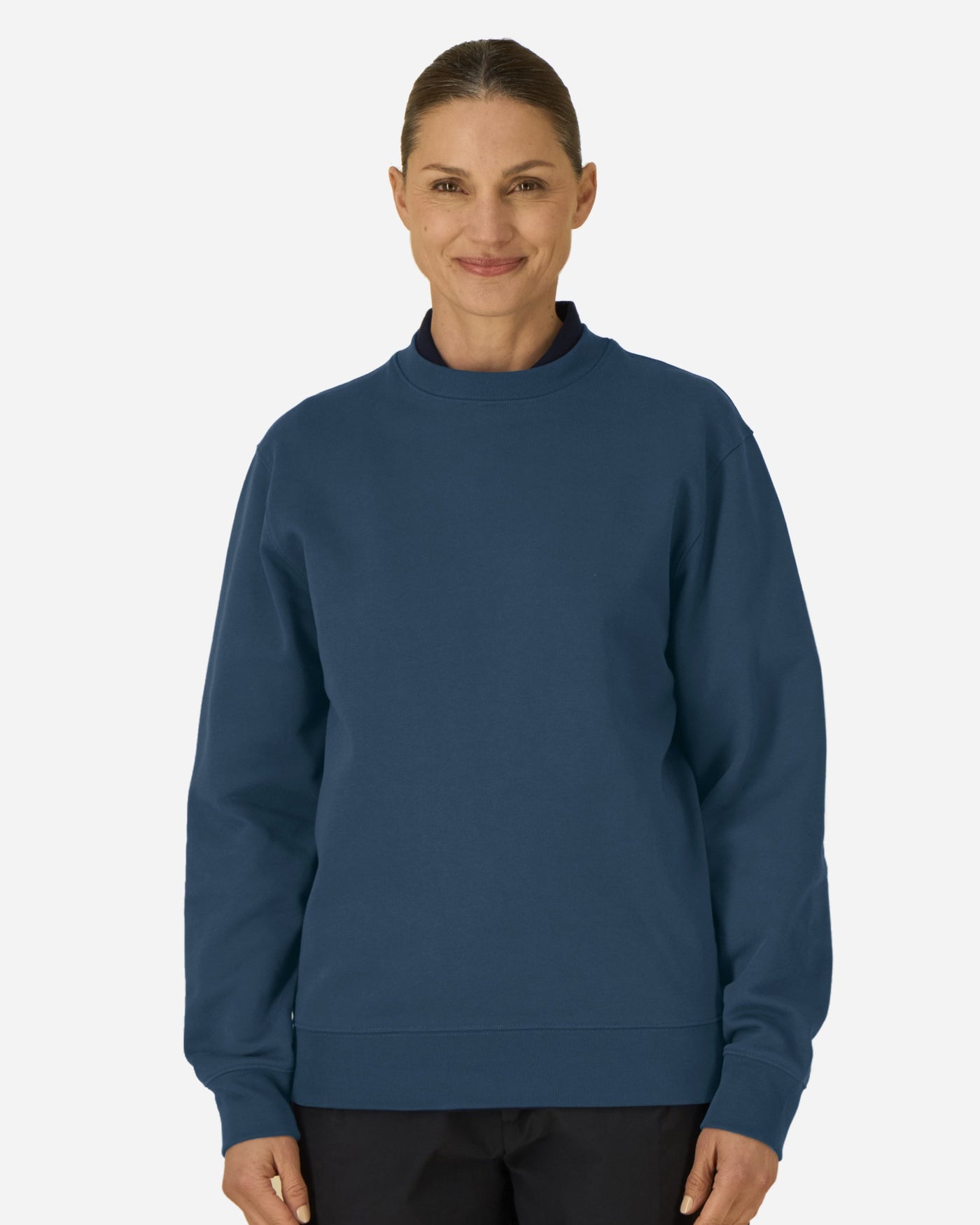 Sweat unisexe Changer 2.0 porté, coloris Deep Teal
