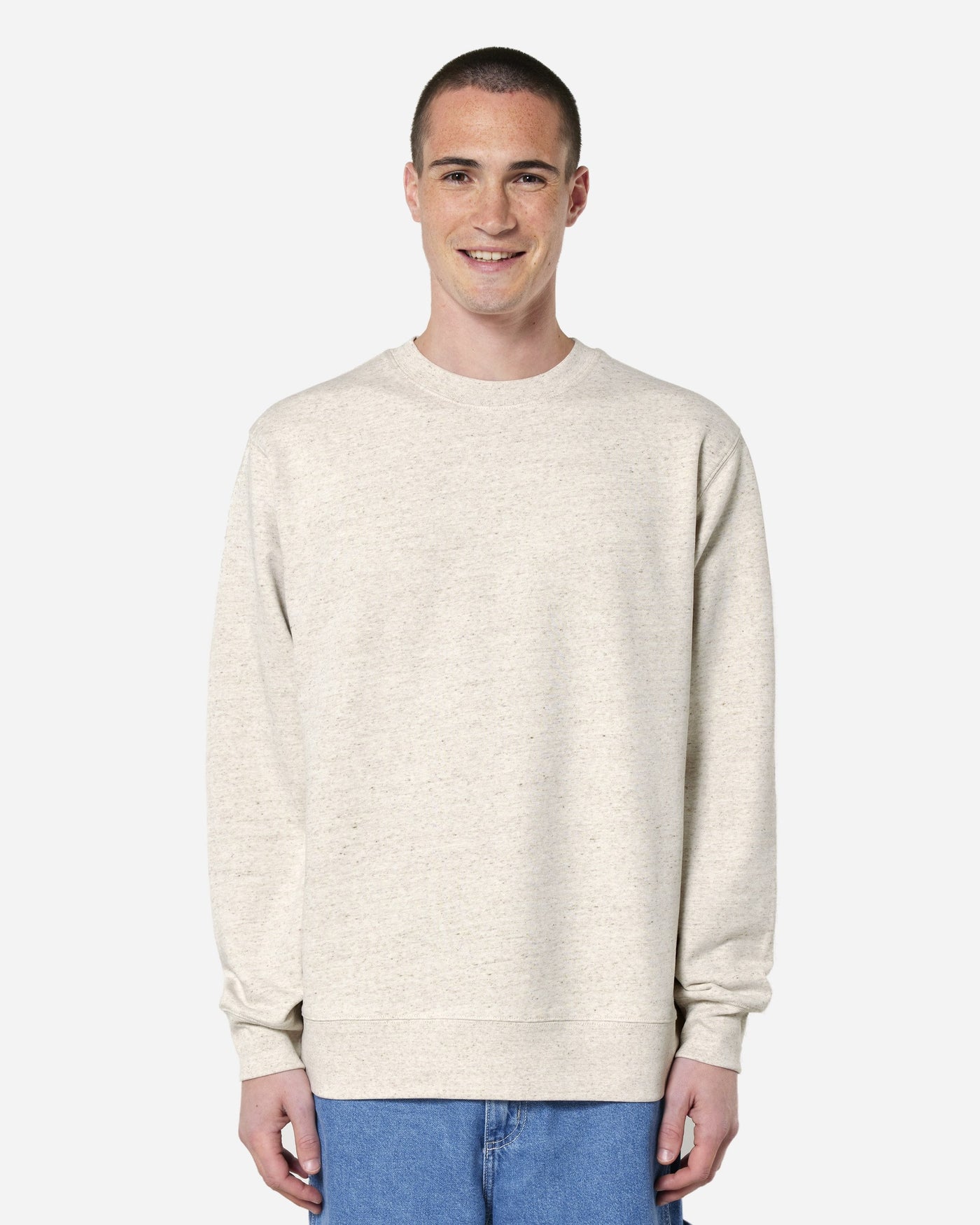 Sweat unisexe Changer 2.0 porté, coloris Eco-Heather