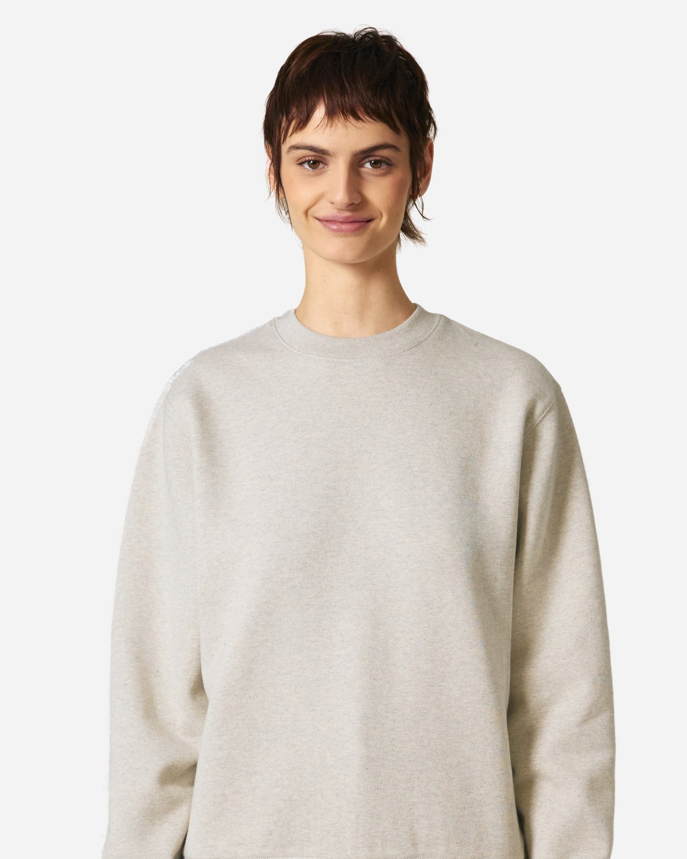 Sweat unisexe Changer 2.0 porté, coloris Heather Haze