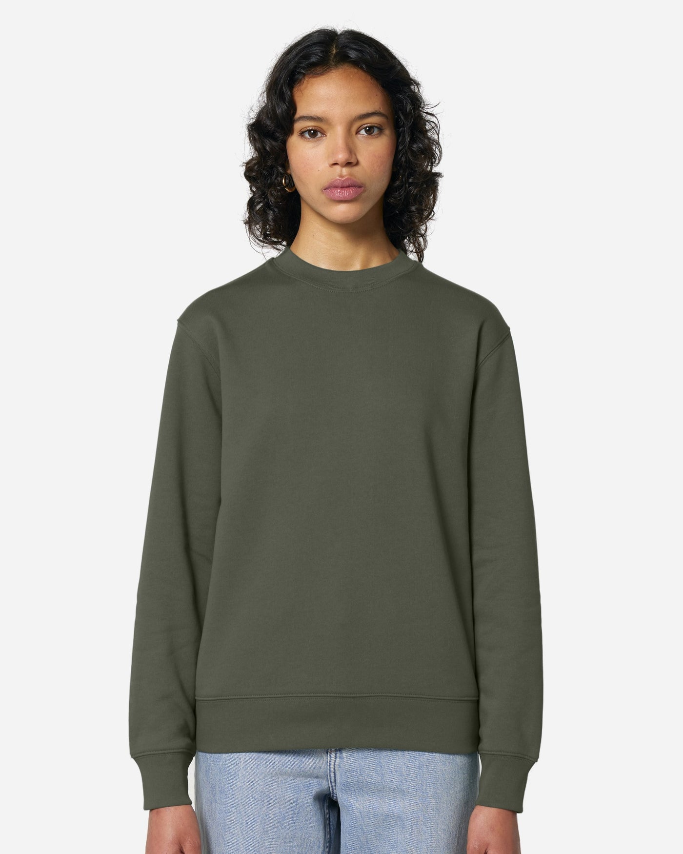 Sweat unisexe Changer 2.0 porté, coloris Khaki