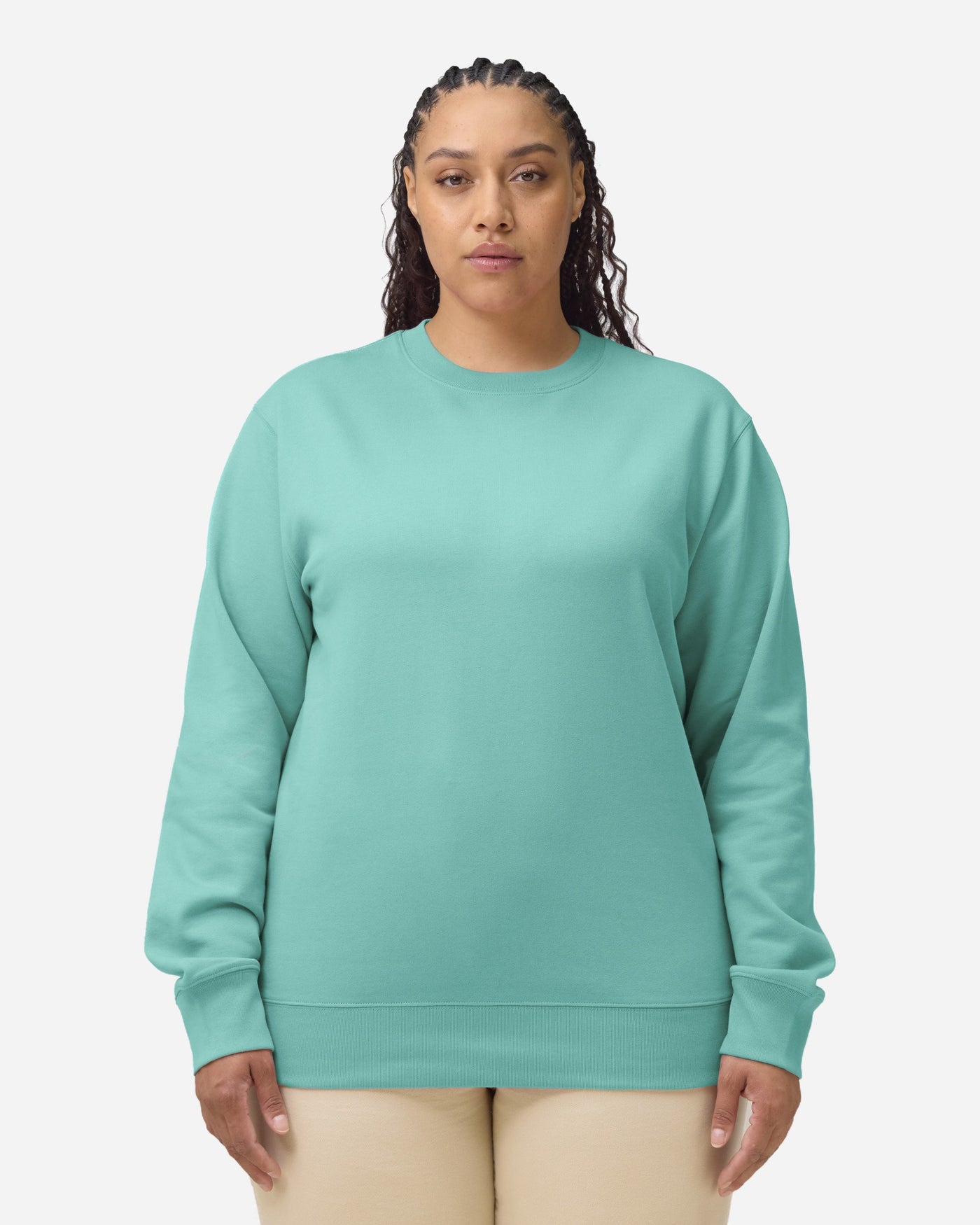 Sweat unisexe Changer 2.0 Couleurs porté, coloris Pool Blue