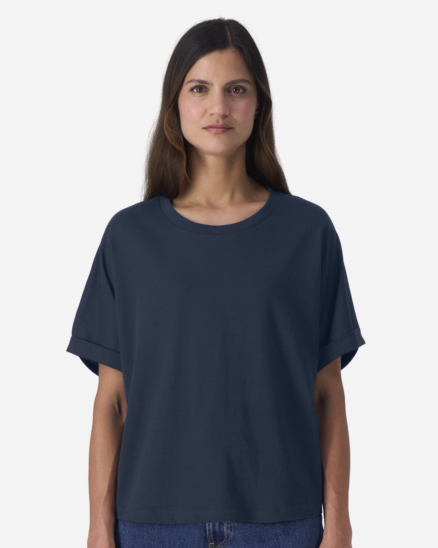 T-shirt femme Stella Collider porté, coloris French Navy