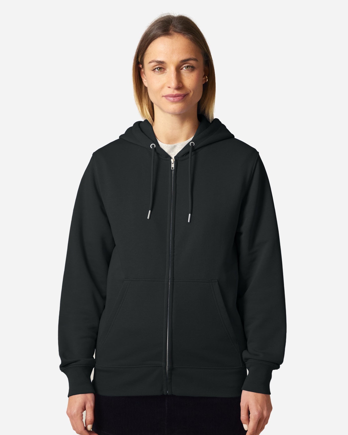 Sweat à capuche zippé unisexe Connector 2.0 porté, coloris Black