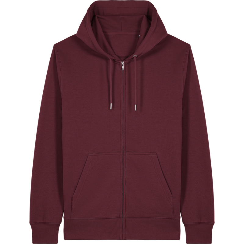 Sweat à capuche zippé unisexe Connector 2.0 à plat, coloris Burgundy