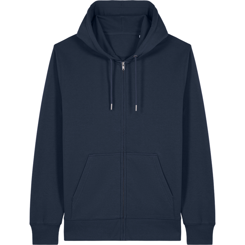Sweat à capuche zippé unisexe Connector 2.0 à plat, coloris French Navy