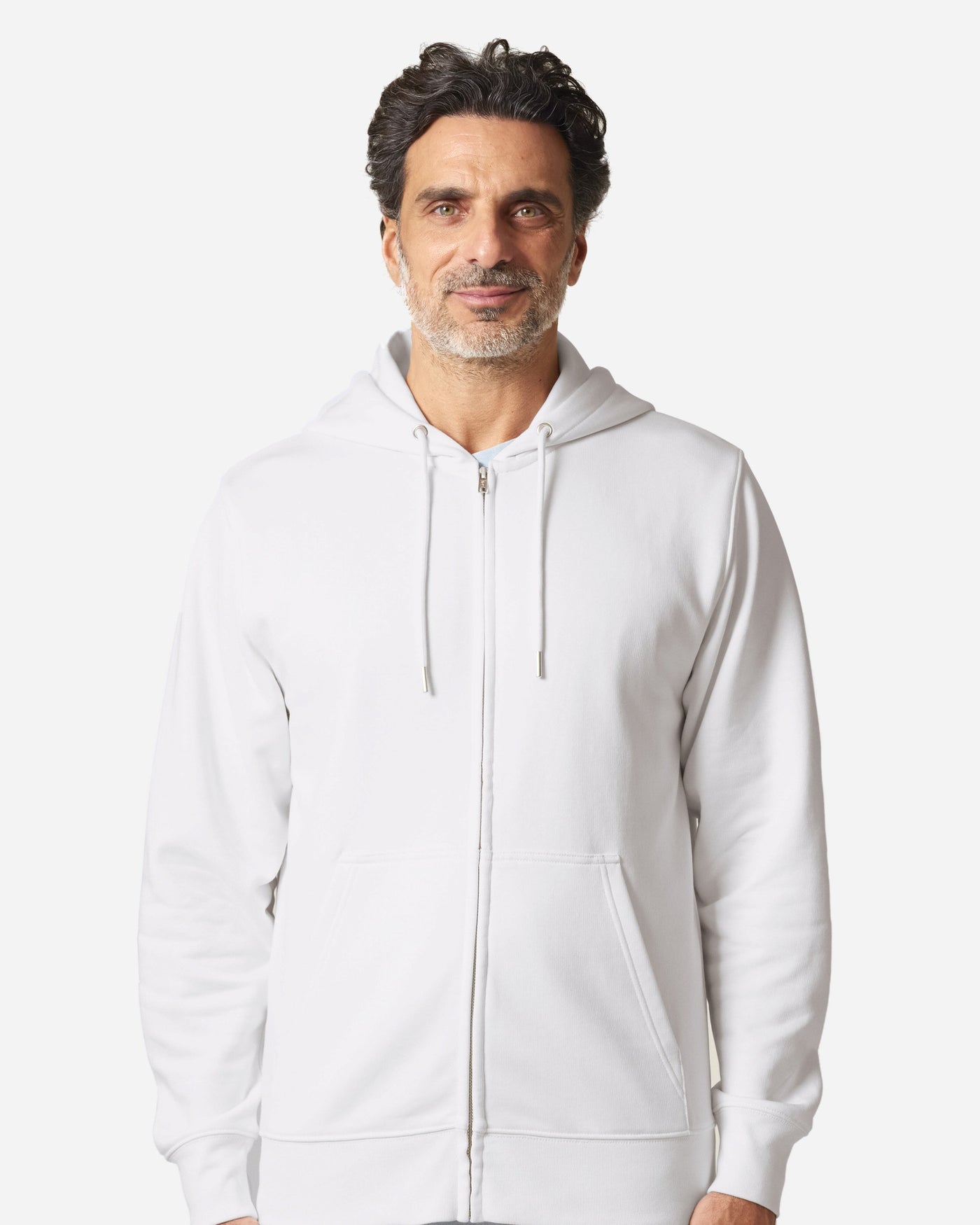 Sweat à capuche zippé unisexe Connector 2.0 porté, coloris White