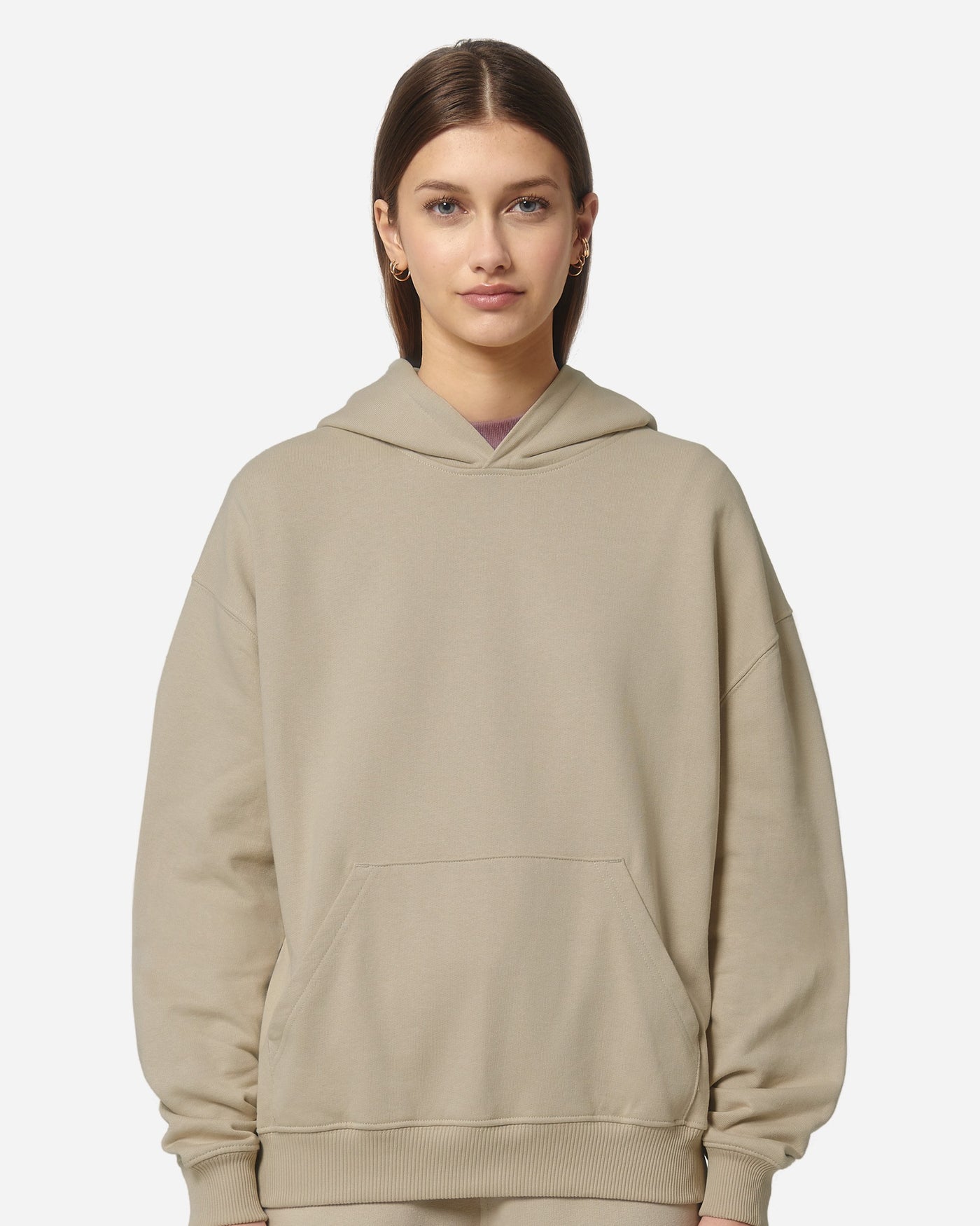 Sweat à capuche unisexe Cooper Dry porté, coloris Desert Dust