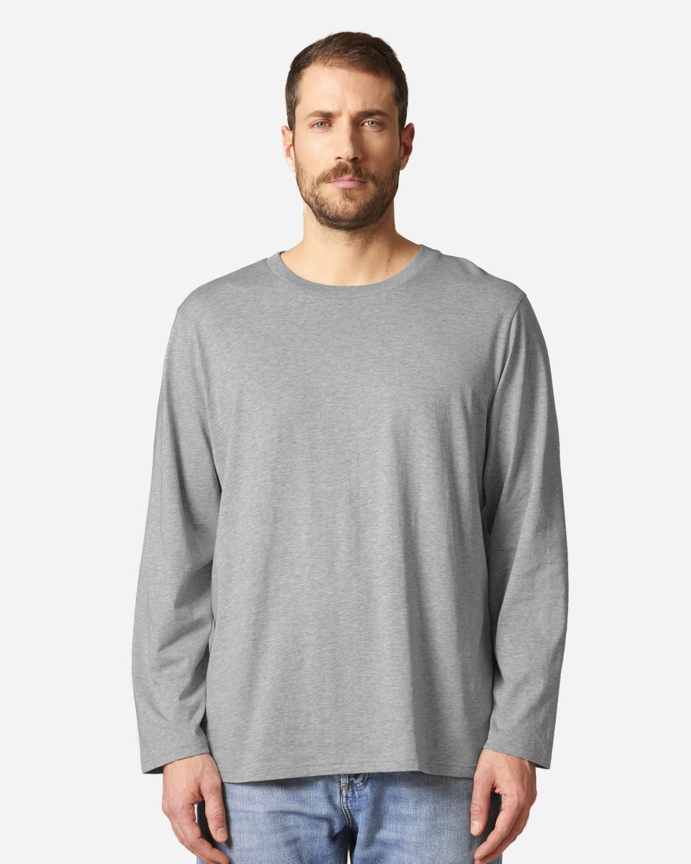 T-shirt unisexe Creator 2.0 Long Sleeve porté, coloris Heather Grey
