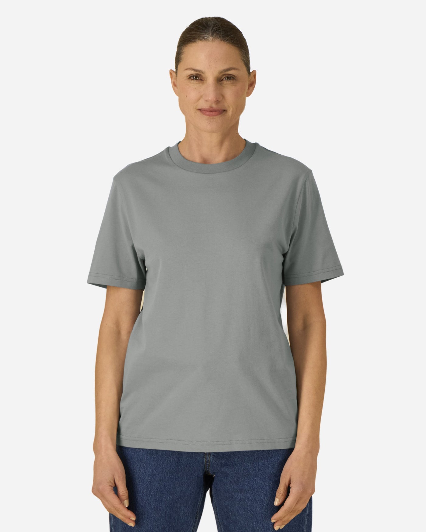 T-shirt unisexe Creator 2.0 porté, coloris Misty Grey