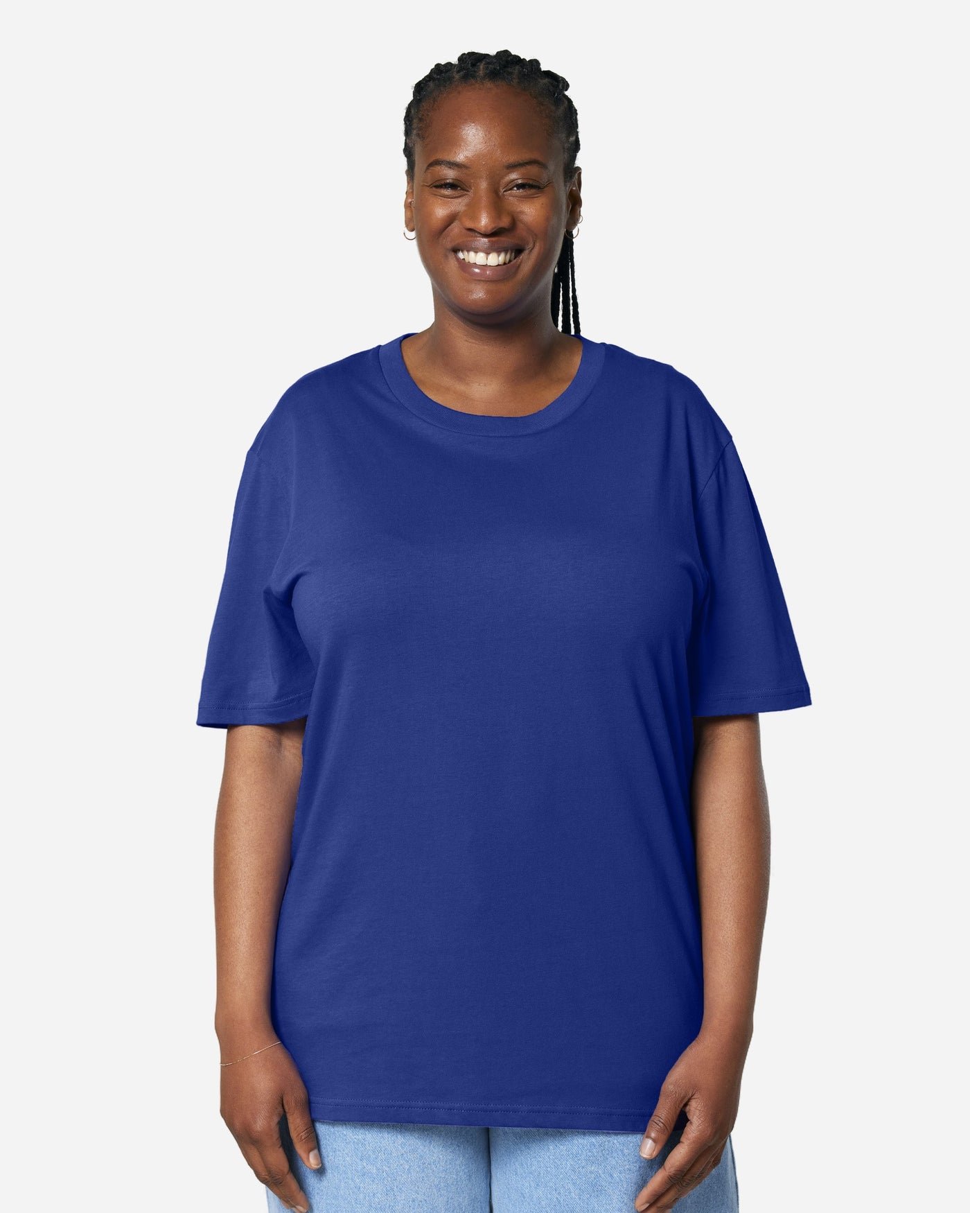 T-shirt unisexe Creator 2.0 porté, coloris Worker Blue