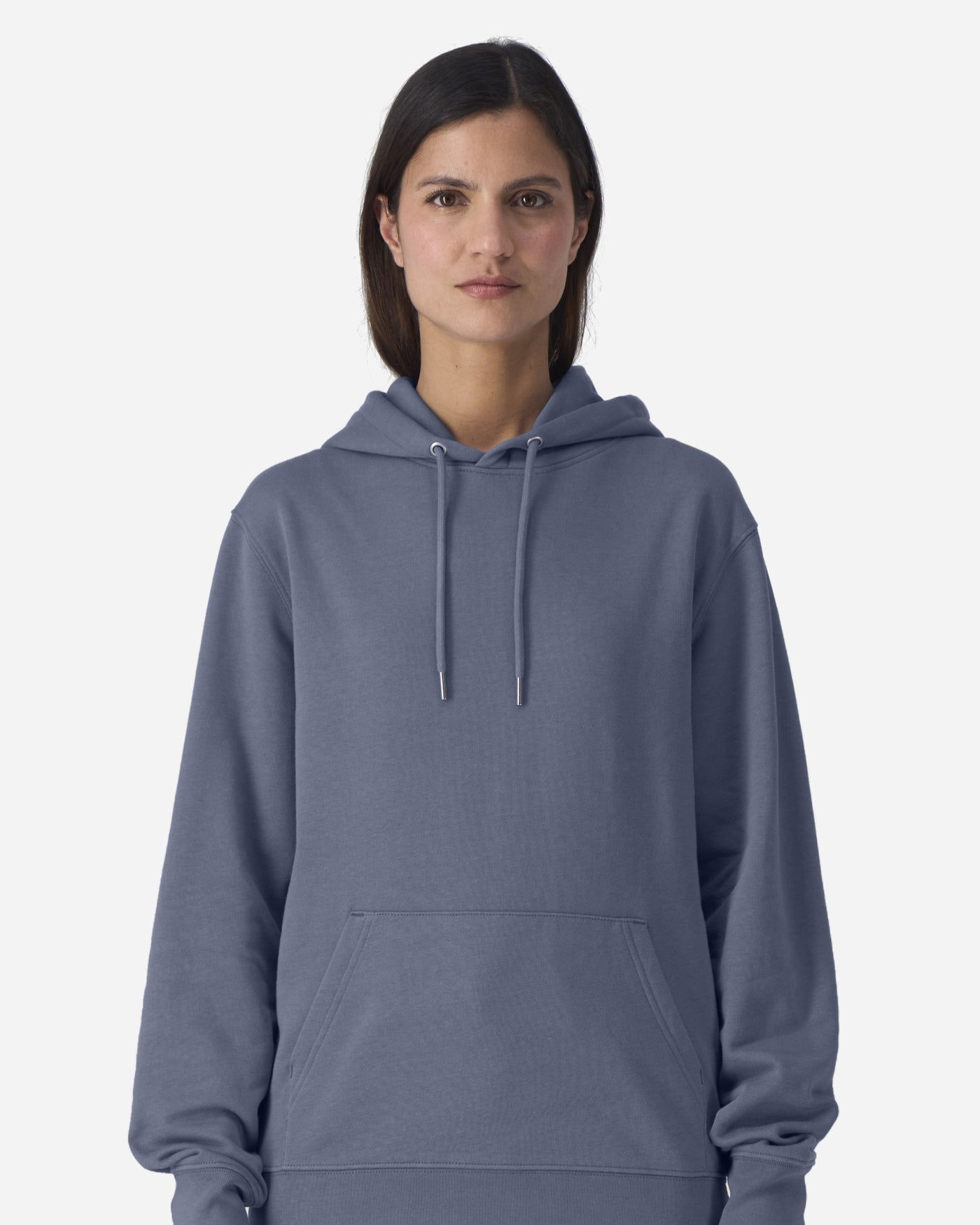 Sweat à capuche unisexe Cruiser 2.0 porté, coloris Blue Grey