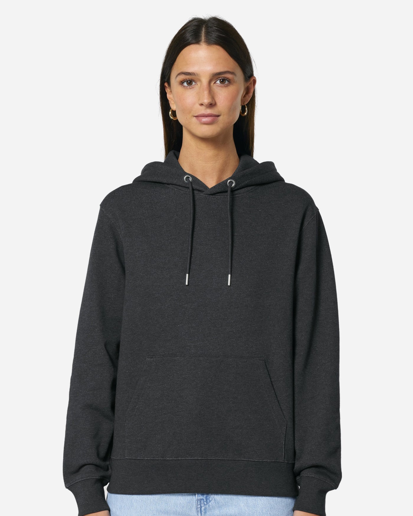 Sweat à capuche unisexe Cruiser 2.0 porté, coloris Dark Heather Grey