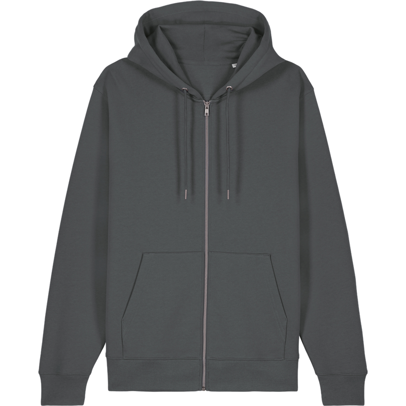 Sweat à capuche zippé unisexe Cultivator 2.0 à plat, coloris Anthracite