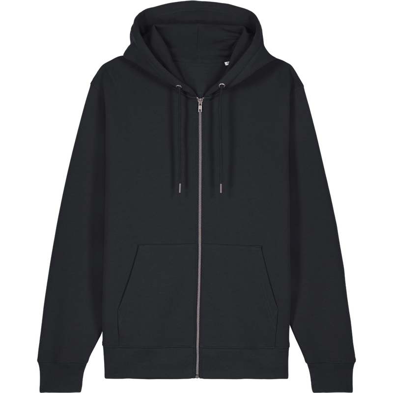 Sweat à capuche zippé unisexe Cultivator 2.0 à plat, coloris Black