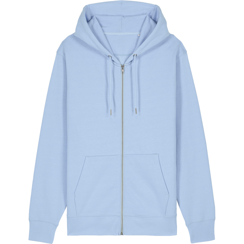Sweat à capuche zippé unisexe Cultivator 2.0 à plat, coloris Blue Soul