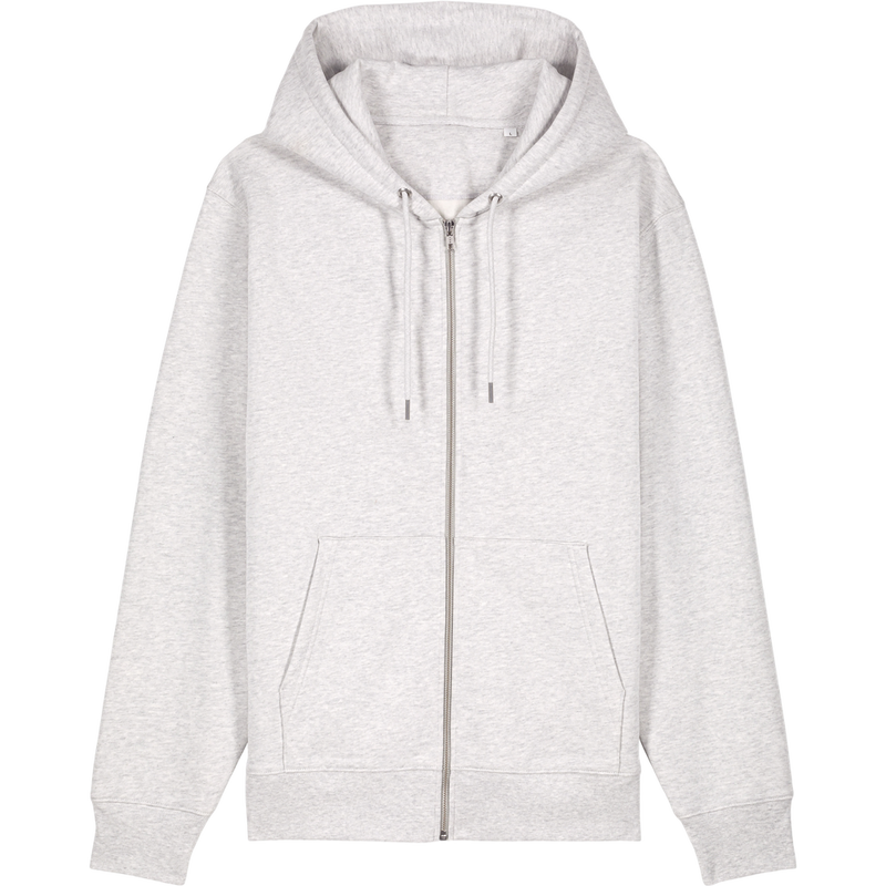Sweat à capuche zippé unisexe Cultivator 2.0 à plat, coloris Cool Heather Grey