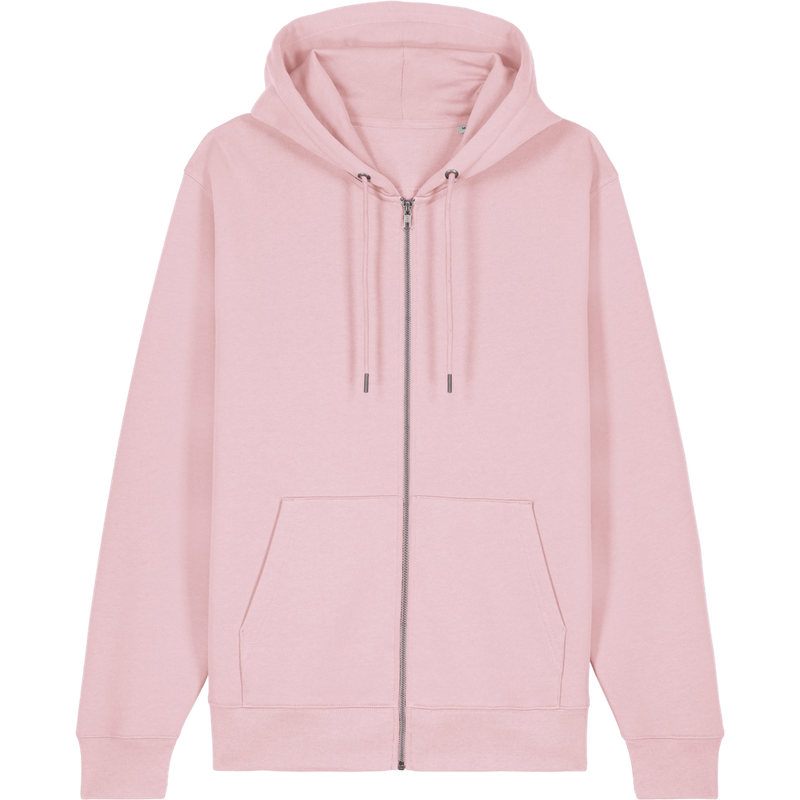 Sweat à capuche zippé unisexe Cultivator 2.0 à plat, coloris Cotton Pink